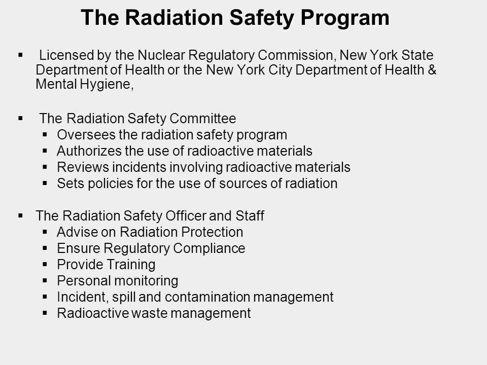 Radiation safety policy procedures